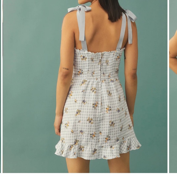 Reformation Ivory Mini Dress with Bow Details - Picture 4 of 8